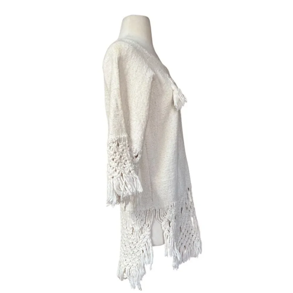 Ultra Rare Vintage 1960s Bazaar by Xavier de la Torre Cotton Fringe Tunic - Picture 4 of 13